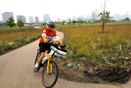Riding on Northerly Island in Chicago 